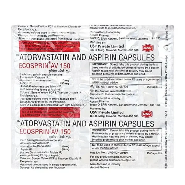 Ecosprin AV 150 Mg (Atorvastatin/Aspirin)